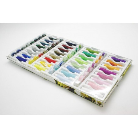 Set colorato 64pz di rocchetti e spole di filo per cucito multiuso in poliestere con custodia