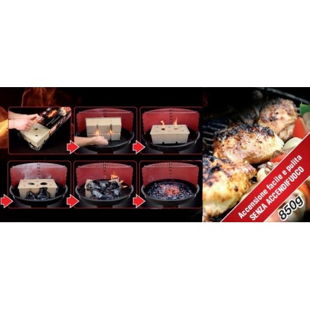 Kit accendifuoco ecologico facile veloce e pulito senza additivi chimici confezione 850 gr