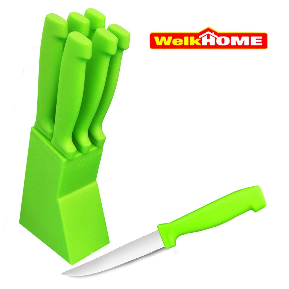 Ceppo di  coltelli da tavola WELKHOME linea color 6 PEZZI LAMA 12 CM