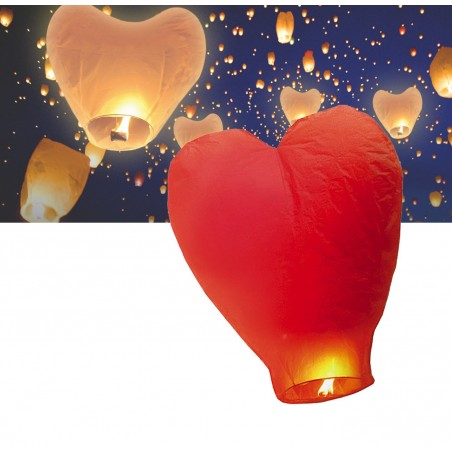 Lanterna a forma di cuore volante love lanterns colorate diametro 34 cm crea una magica atmosfera