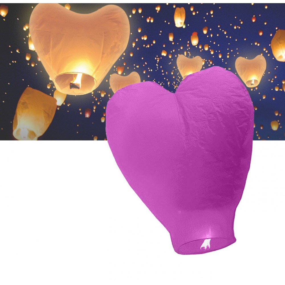 Lanterna a forma di cuore volante love lanterns colorate diametro 34 cm crea una magica atmosfera