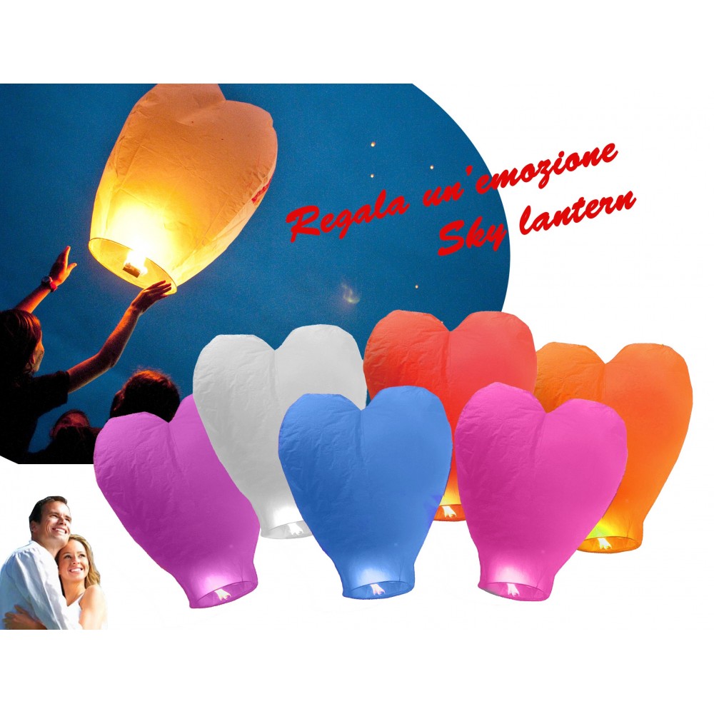 Lanterna a forma di cuore volante love lanterns colorate diametro 34 cm crea una magica atmosfera