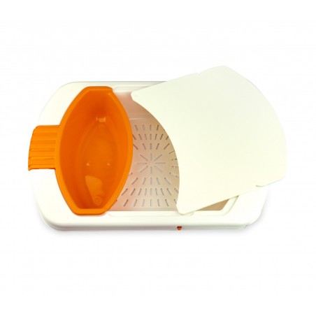 Tagliere con cestello 7 x 29,5 x 42 cm per colare e tagliare ortaggi e verdure da lavello