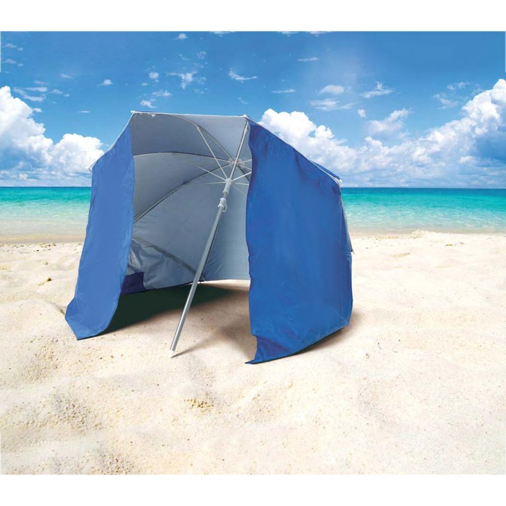 Ombrellone e tenda 2 in 1 da spiaggia 265918 con telo parasole a velcro 