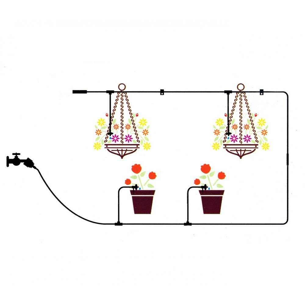 Micro kit per irrigazione con tubo da 23m completo per vaso e terra