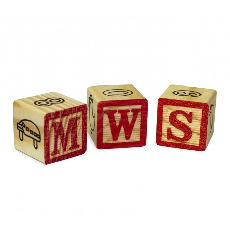 Playset pedagogico 27 pz scatola e cubi in legno animali lettere e numeri 3x3 cm