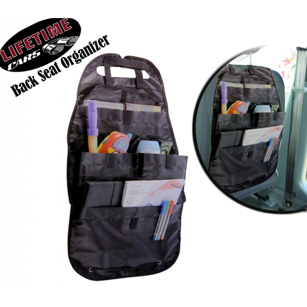 Organizer per sedile posteriore auto 4 tasche con velcro tessuto impermeabile paracolpi antipedata