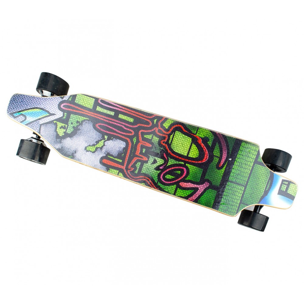 Skateboard 90 cm elettrico SLAVE con telecomando wireless 15 km/h GRAFFITI