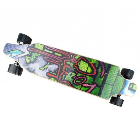 Skateboard 90 cm elettrico SLAVE con telecomando wireless 15 km/h GRAFFITI