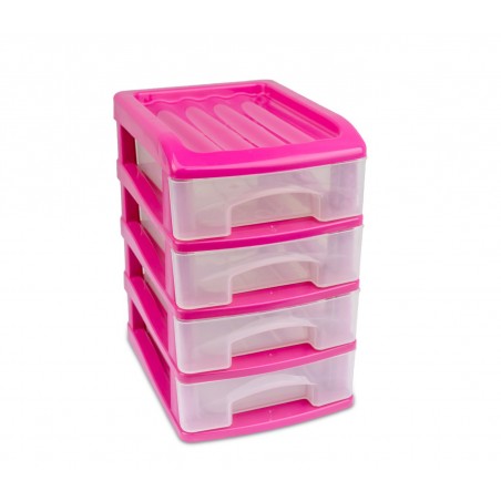 Cassettiera 4 Piani WELKHOME 213827 plastica rigida colorata 20x13x17 cm