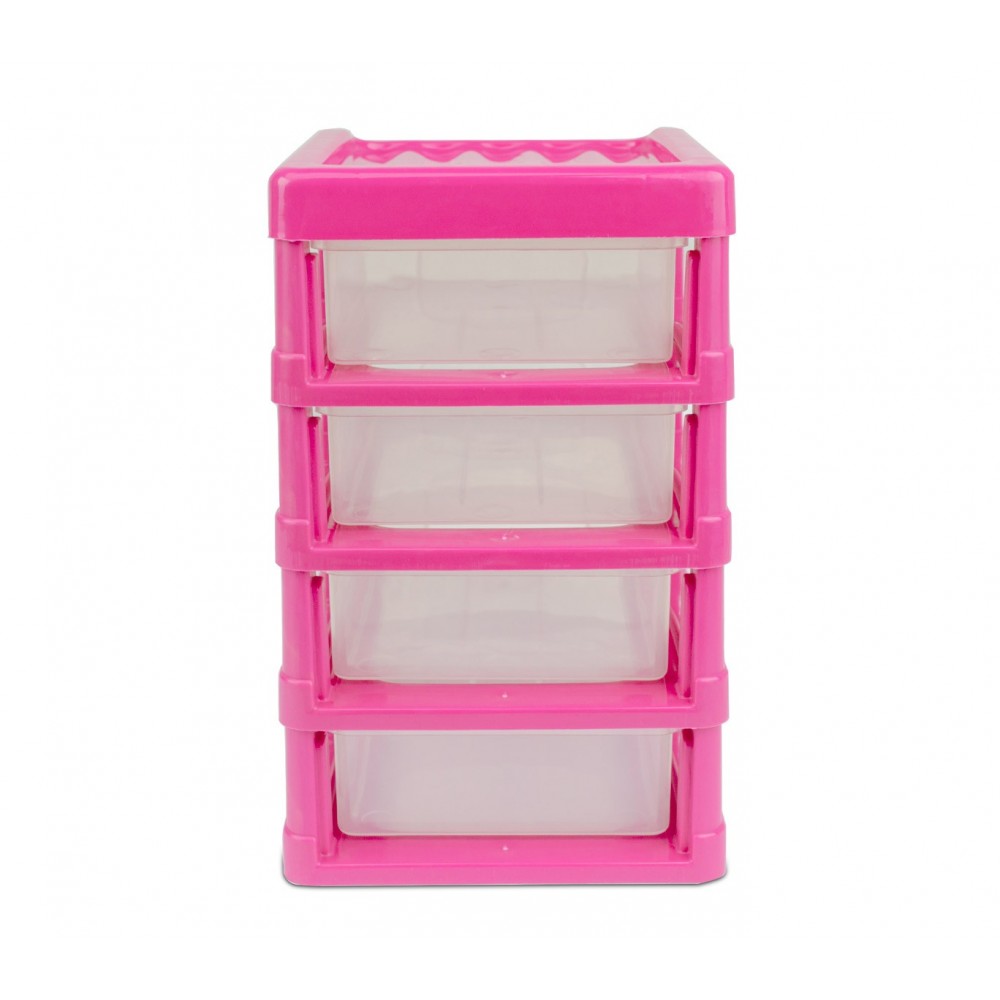 Cassettiera 4 Piani WELKHOME 213827 plastica rigida colorata 20x13x17 cm