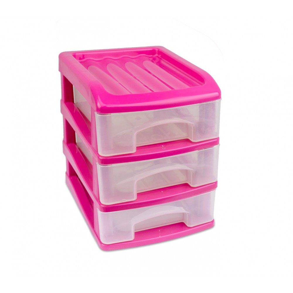 Cassettiera 3 Piani WELKHOME 213810 plastica rigida colorata 16x13x17 cm