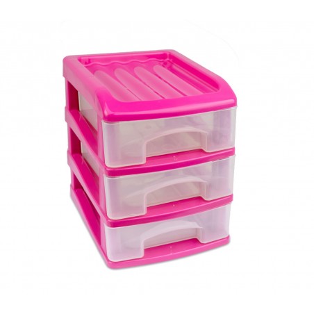 Cassettiera 3 Piani WELKHOME 213810 plastica rigida colorata 16x13x17 cm