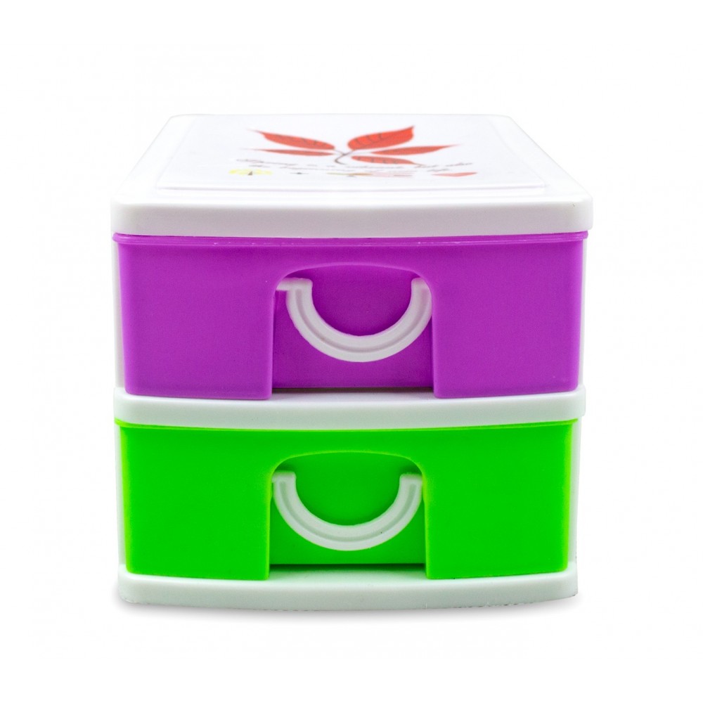 Mini Cassettiera 2 Piani Multicolor WELKHOME 391587 plastica rigida 9x13x8 cm