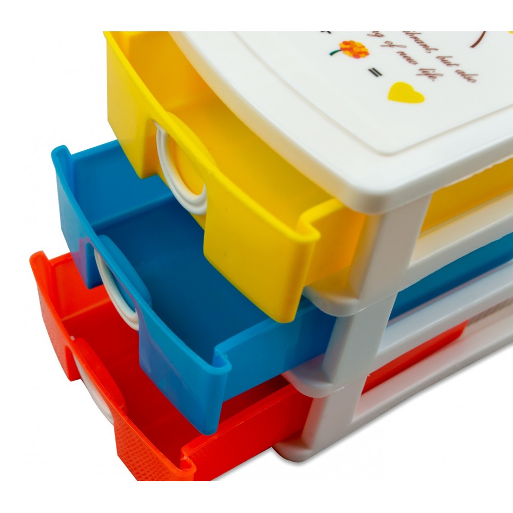 Mini Cassettiera 3 Piani Multicolor WELKHOME 391594 plastica rigida 9x13x11.5 cm