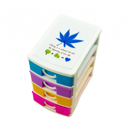 Mini Cassettiera 4 Piani Multicolor WELKHOME 391600 plastica rigida 9x13x15 cm