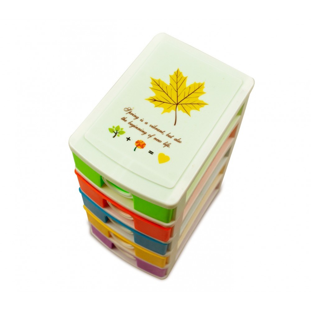 Mini Cassettiera 5 Piani Multicolor WELKHOME 391617 plastica rigida 9x13x18.5 cm