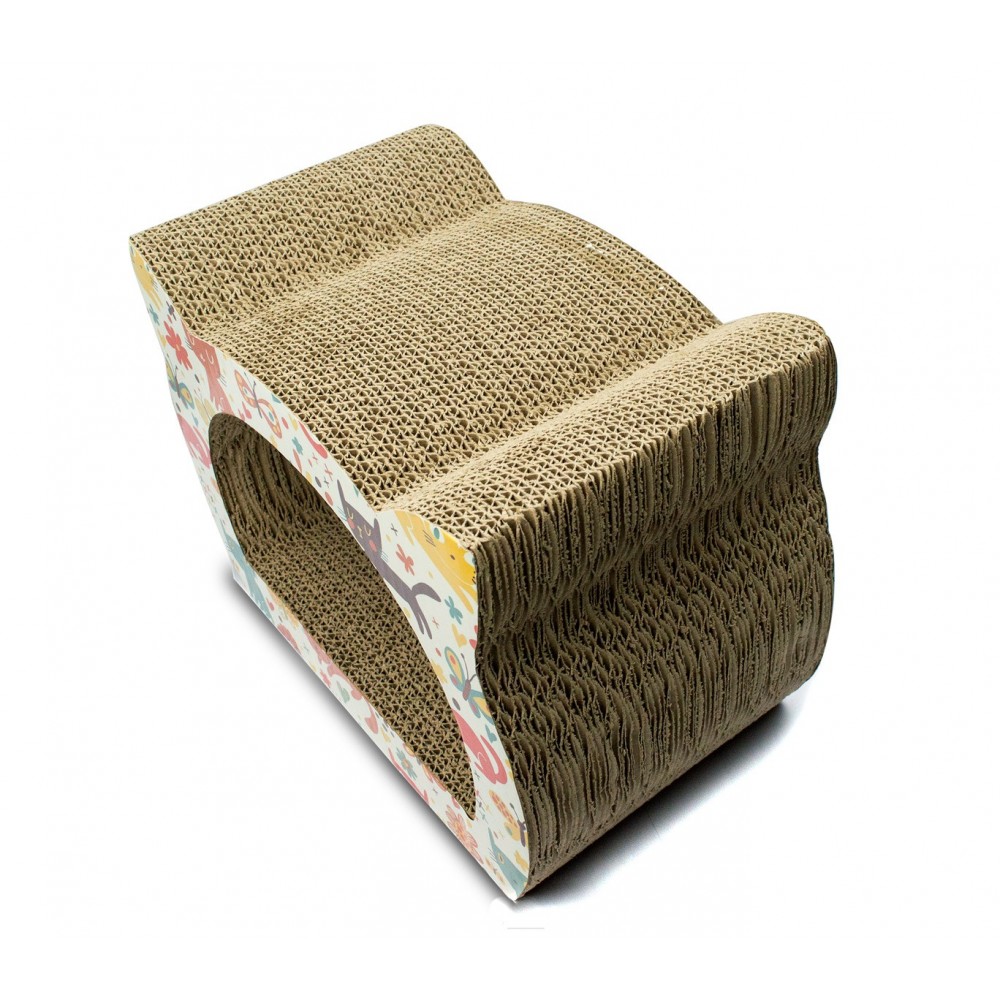 026494 Tiragraffi per gatti in cartone pressato e con stampe 39x29x22 cm