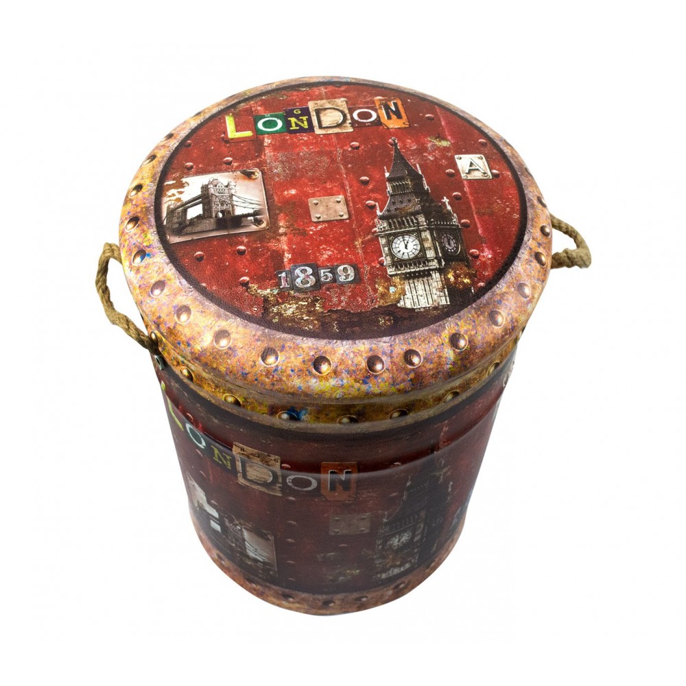 410257 Set di 3 pouf con seduta morbida fantasia LONDON 3 dimensioni