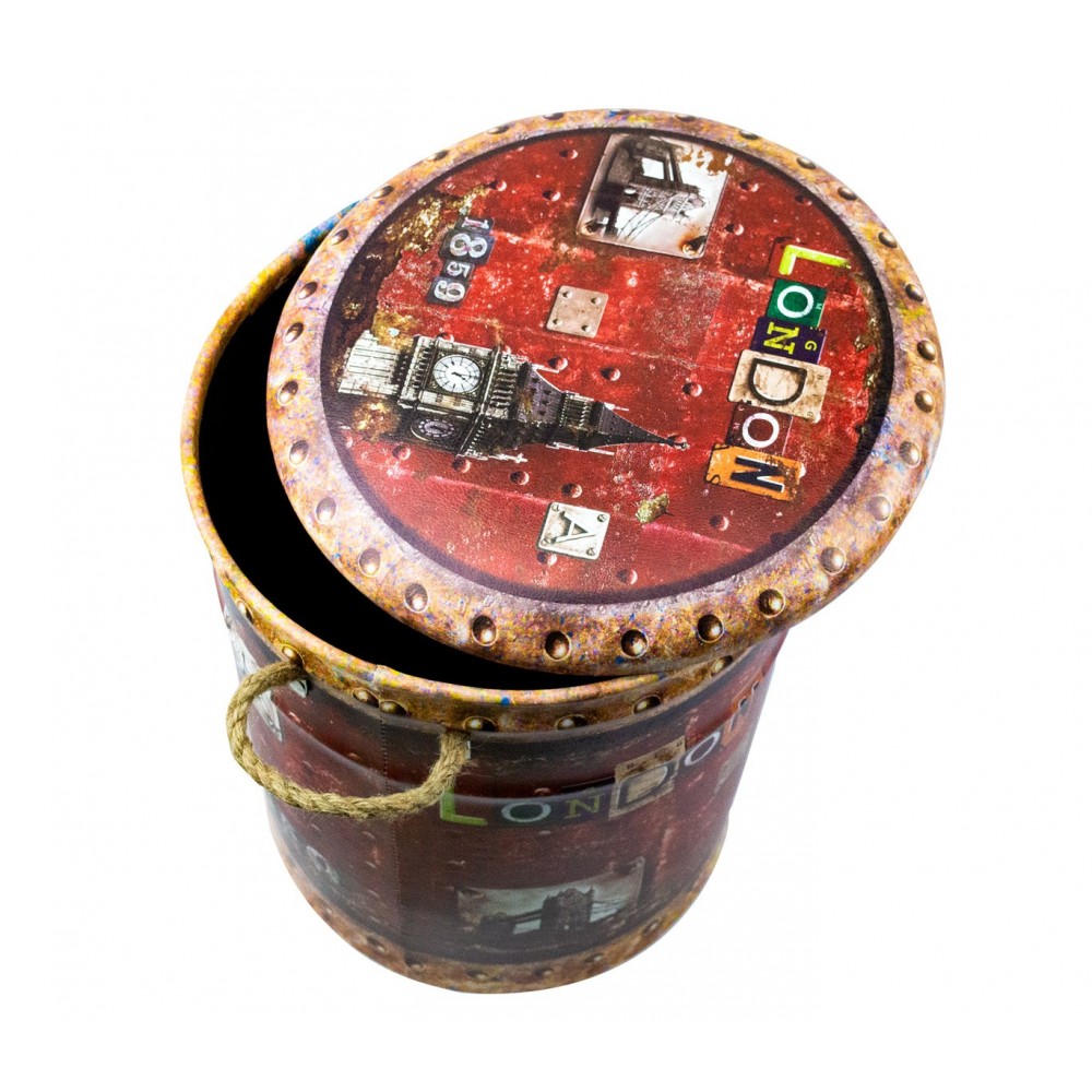 410257 Set di 3 pouf con seduta morbida fantasia LONDON 3 dimensioni