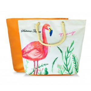 Borsa mare Sabrina Tenori 427124 Flamingo con doppio manico in juta 45 x 52 cm