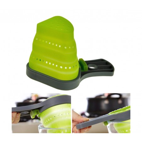 Set di 2 cuocipasta monoporzione con colapasta in silicone pieghevole  Set di 2 cuocipasta monoporzione con colapasta in silicone pieghevole