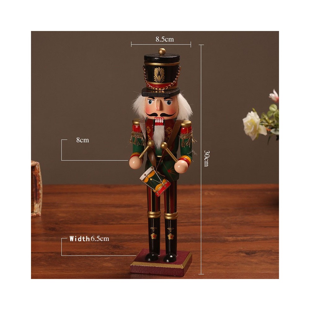 831010 Soldato TAMBURO schiaccianoci in legno dipinto a mano da arredamento