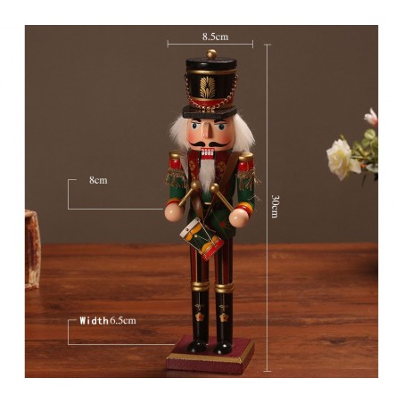 831010 Soldato TAMBURO schiaccianoci in legno dipinto a mano da arredamento