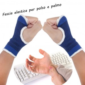 Coppia di 2 fasce elastiche per polso e palmo mano supporto per dolori tendinite e sport mezzi guanti