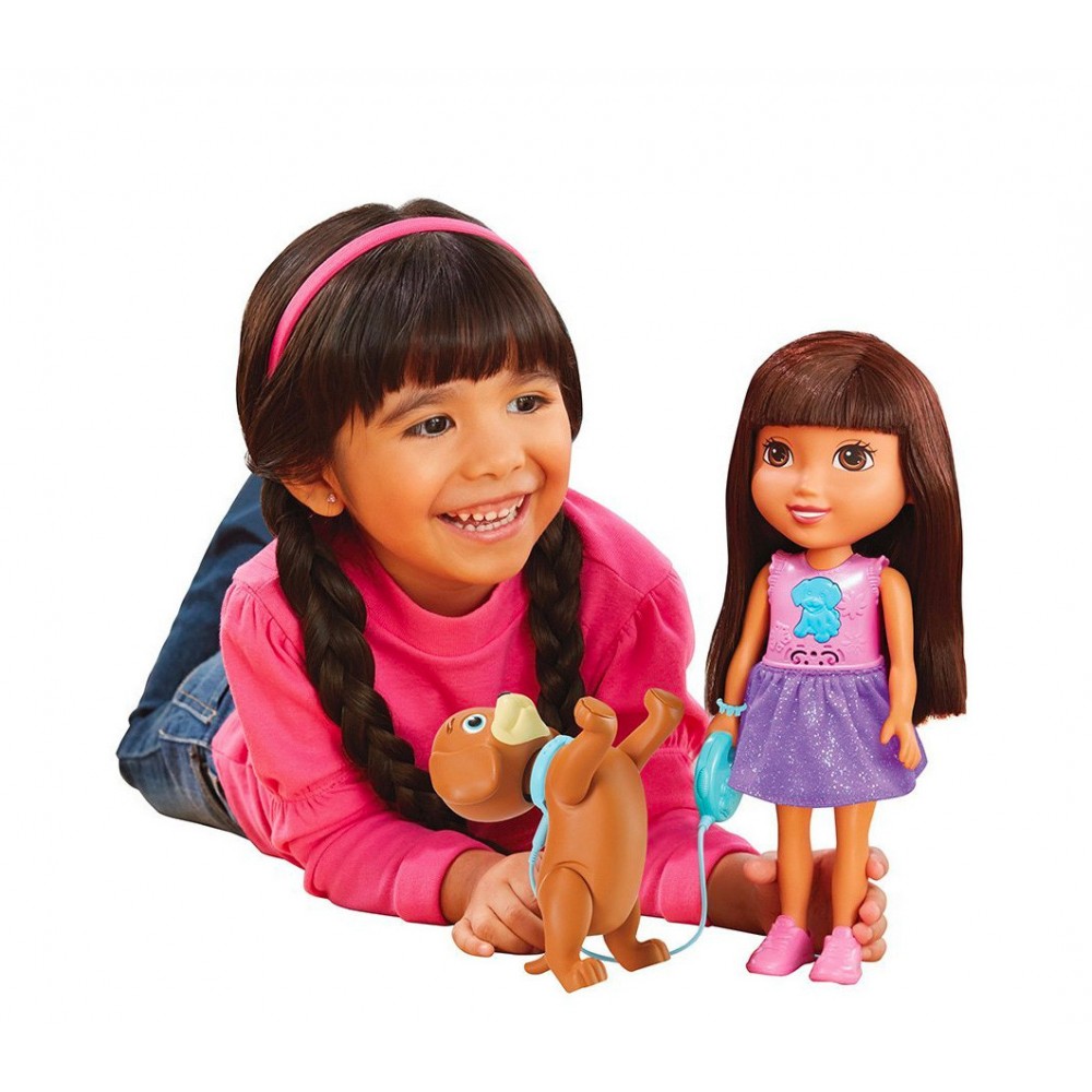 CGT65 Dora bambola parlante, con il suo cane addestra e gioca suona e canta