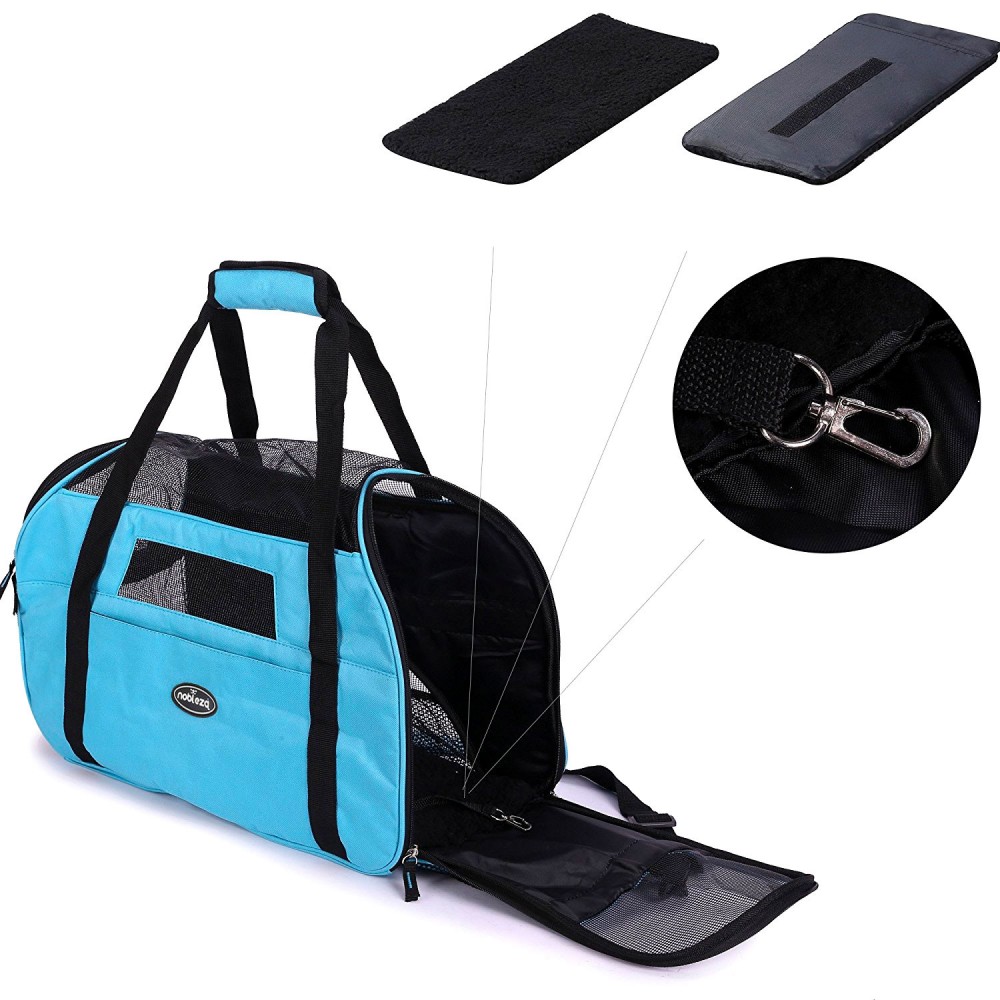 Borsa per animali 030125 nobleza con prese d'aria e tappetino morbido taglia S