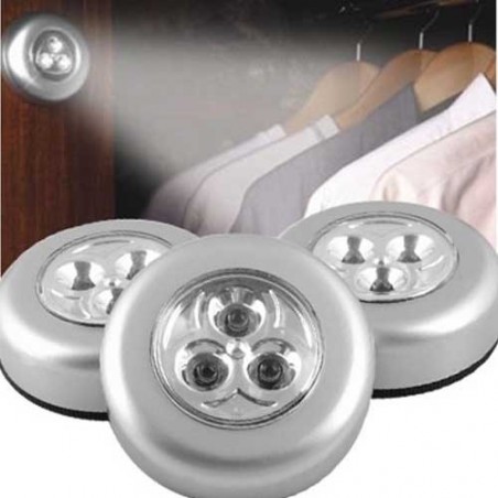Set 3  lampade push adesive luce portatile emegenza 3 led  per armadi cassetti auto 
