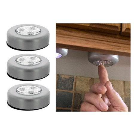 Set 3  lampade push adesive luce portatile emegenza 3 led  per armadi cassetti auto 