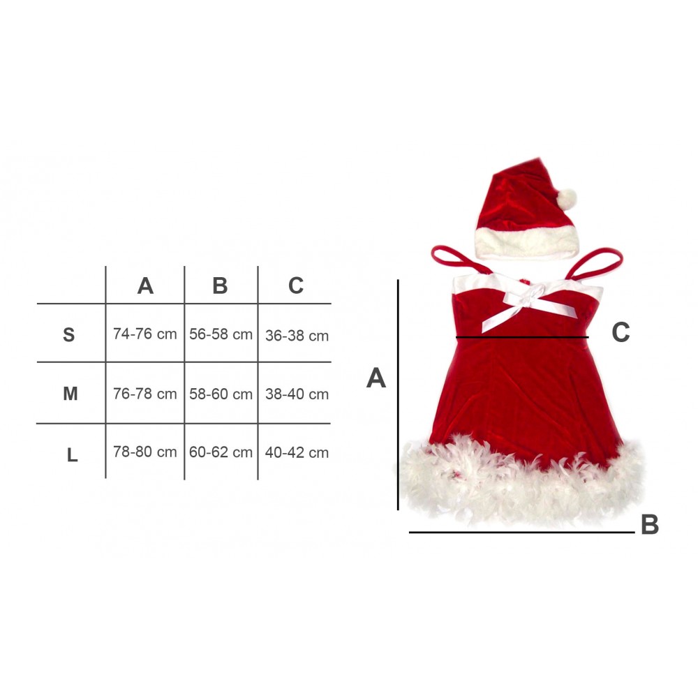 Vestito sexy da BABBO NATALE 130564 con piume e cappello