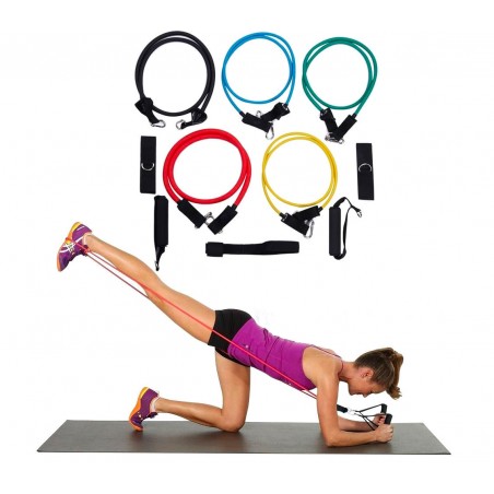 Set da allenamento e riabilitazione con fasce elastiche e cinghie 5 livelli