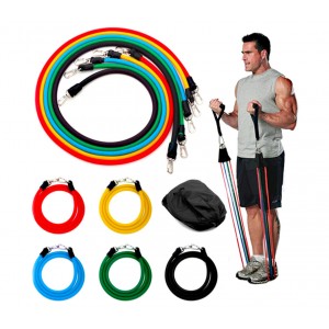 Set da allenamento e riabilitazione con fasce elastiche e cinghie 5 livelli