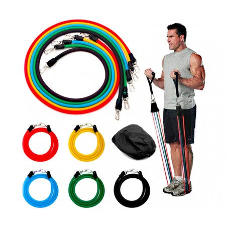 Set da allenamento e riabilitazione con fasce elastiche e cinghie 5 livelli