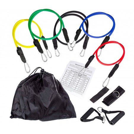 Set da allenamento e riabilitazione con fasce elastiche e cinghie 5 livelli