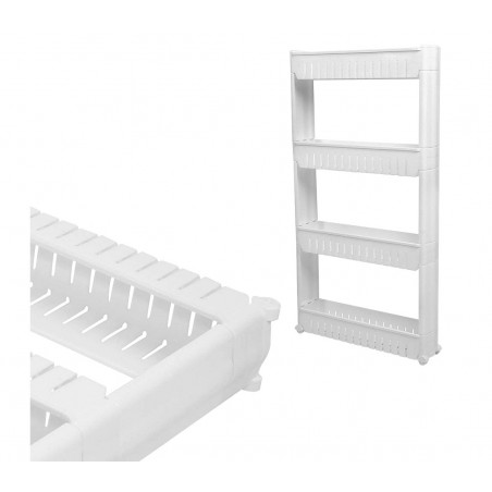 Organizer portaoggetti scorrevole a 4 ripiani con ruote per cucina e bagno Organizer portaoggetti scorrevole a 4 ripiani con ruote per cucina e bagno