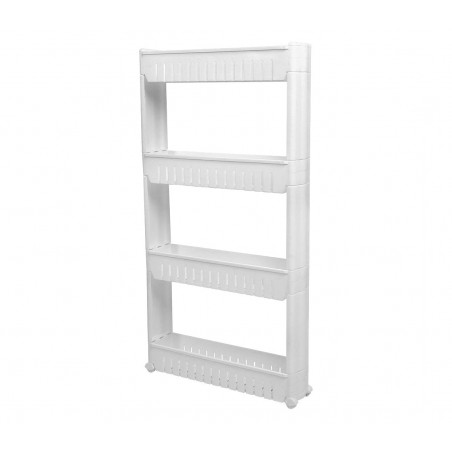 Organizer portaoggetti scorrevole a 4 ripiani con ruote per cucina e bagno Organizer portaoggetti scorrevole a 4 ripiani con ruote per cucina e bagno