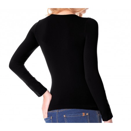 Maglia donna mod. Lisa 615256 slim fit con interno felpato scollo a v