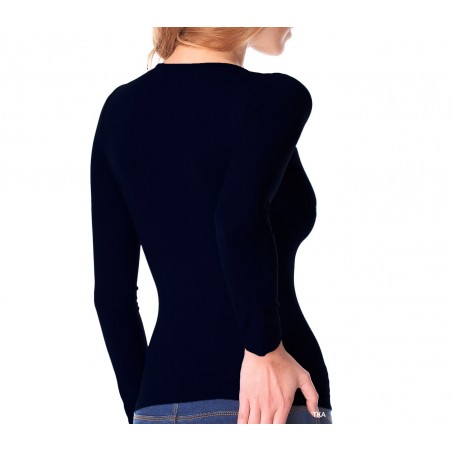 Maglia donna mod. Lisa 615256 slim fit con interno felpato scollo a v