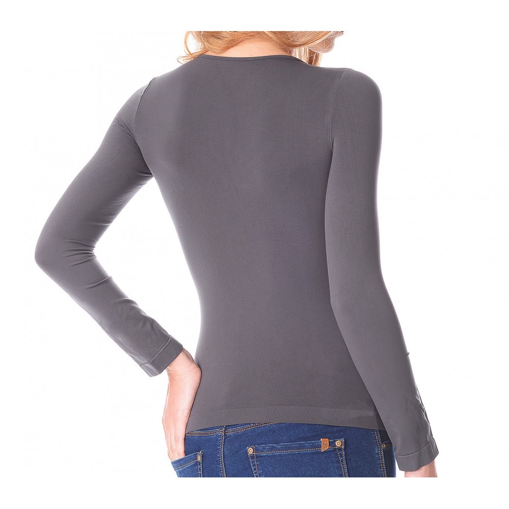 Maglia donna mod. Lisa 615256 slim fit con interno felpato scollo a v