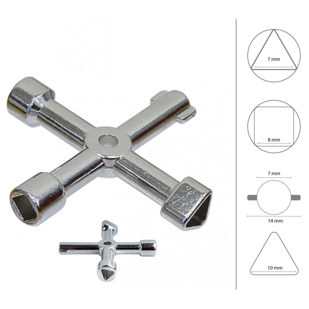 Geko 6200 91 Chiave a Croce universale multiuso 4in1 per cabine del gas e altro
