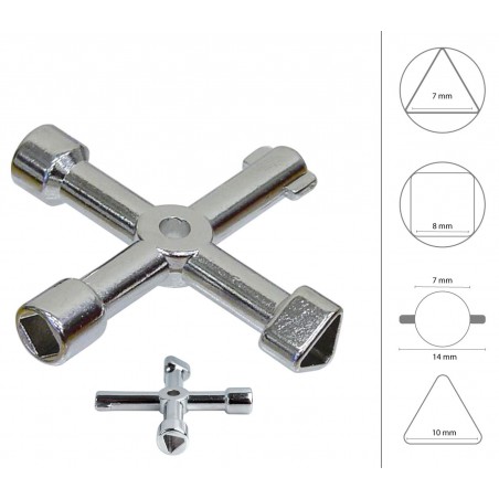 Geko 6200 91 Chiave a Croce universale multiuso 4in1 per cabine del gas e altro