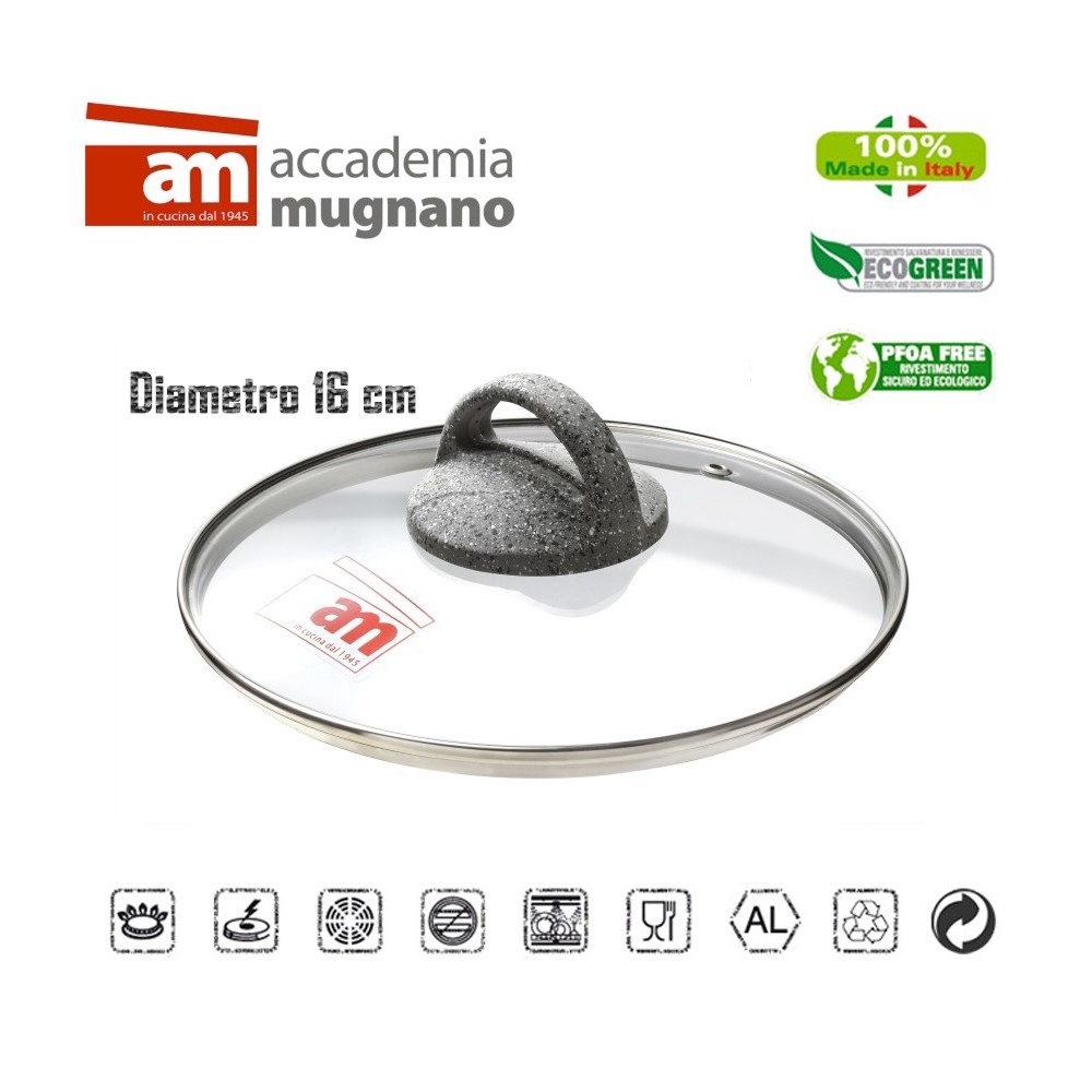 Coperchio in vetro 16 cm Accademia Mugnano Linea CUORE DI PIETRA Mineral Stone