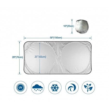 800240 Parasole da auto per parabrezza 150x70cm anti raggi uv e calore portatile 800240 Parasole da auto per parabrezza 150x70cm anti raggi uv e calore portatile