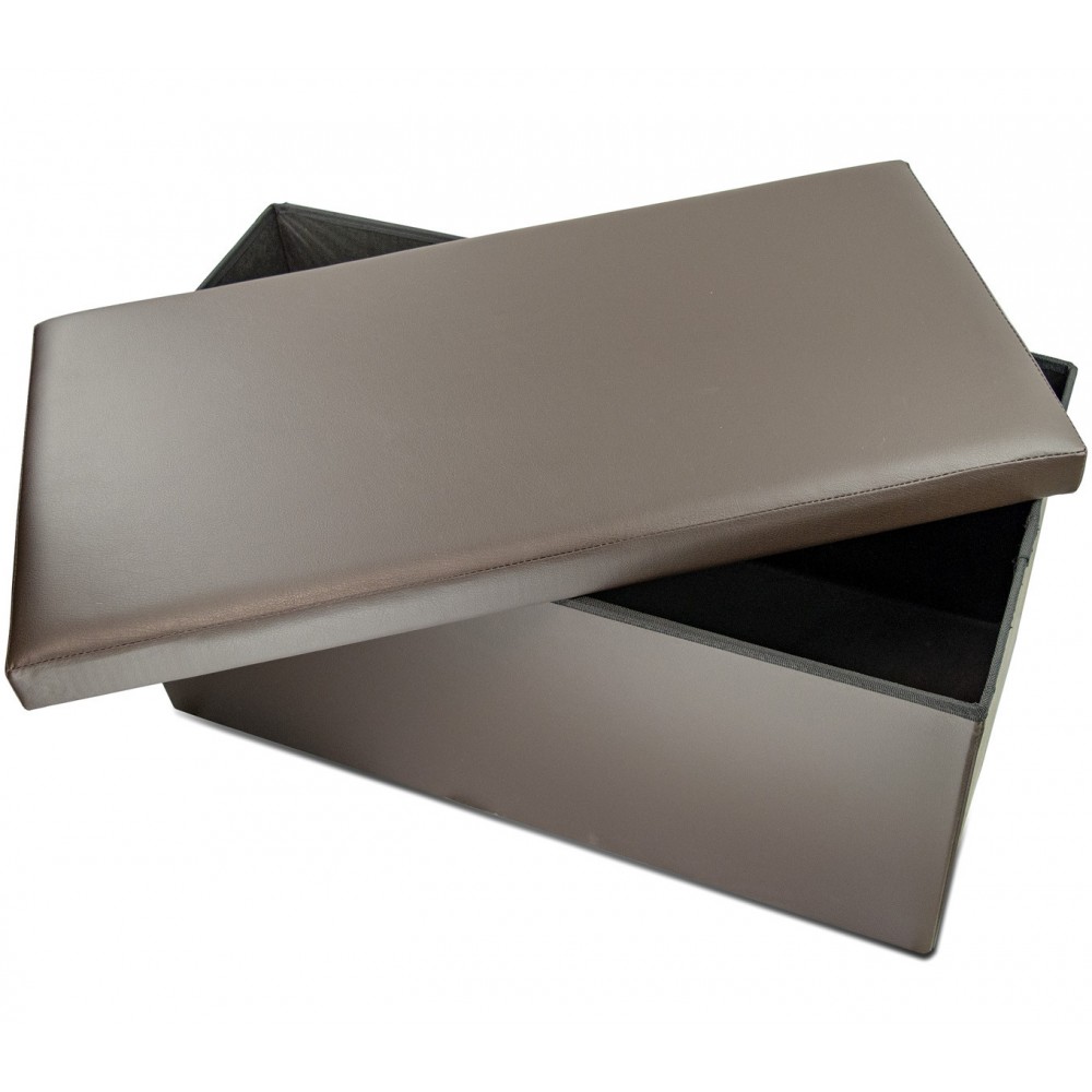 Pouf contenitore richiudibile imbottito con rivestimento in ecopelle in 5 colori