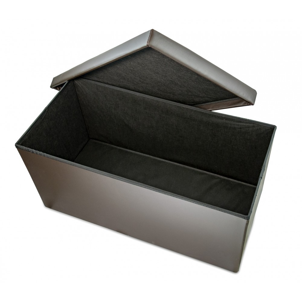 Pouf contenitore richiudibile imbottito con rivestimento in ecopelle in 5 colori