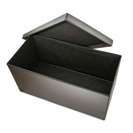 Pouf contenitore richiudibile imbottito con rivestimento in ecopelle in 5 colori